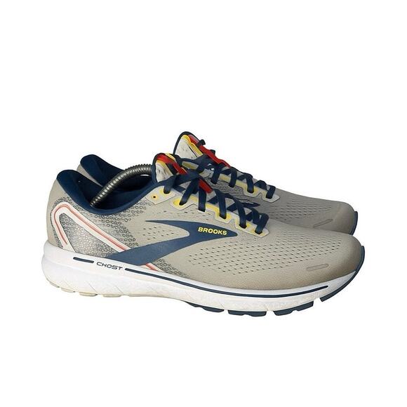Brooks Other - Brooks Ghost 14 Men’s Size 10.5 Gray Navy Yellow Running Shoes Cushioned Neutral